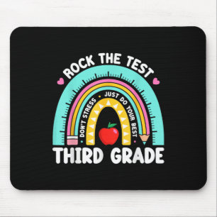 3rd Grade Teacher Rock The Test Day Third Grade Te Mouse Pad