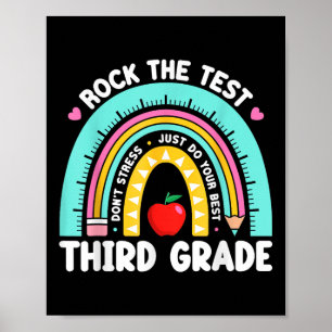 3rd Grade Teacher Rock The Test Day Third Grade Te Poster