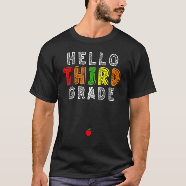 3rd Grade Teacher Student Back To School Hello Thi T-Shirt (Front)