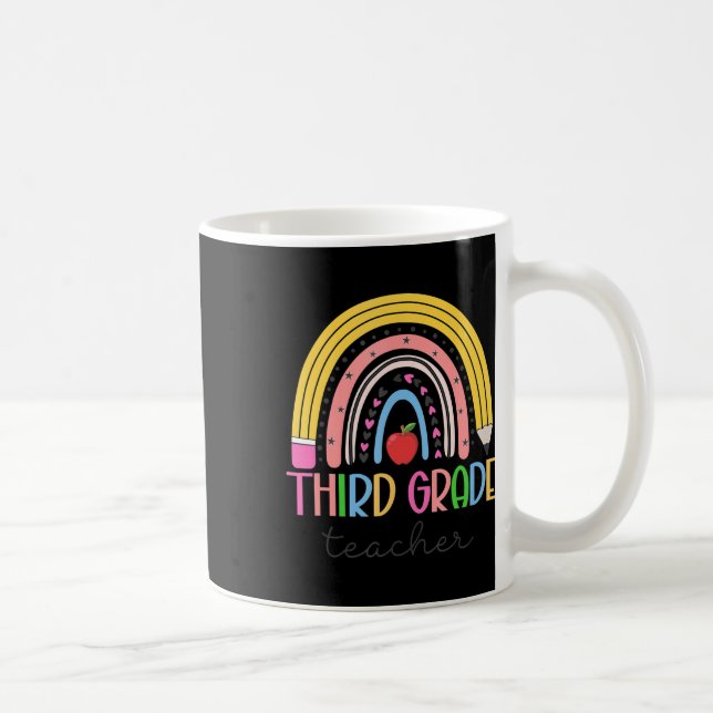 3rd Grade Teacher Teach Love Inspire Rainbow Back  Coffee Mug (Right)