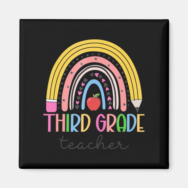 3rd Grade Teacher Teach Love Inspire Rainbow Back  Magnet (Front)
