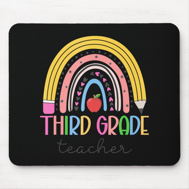 3rd Grade Teacher Teach Love Inspire Rainbow Back  Mouse Pad (Front)