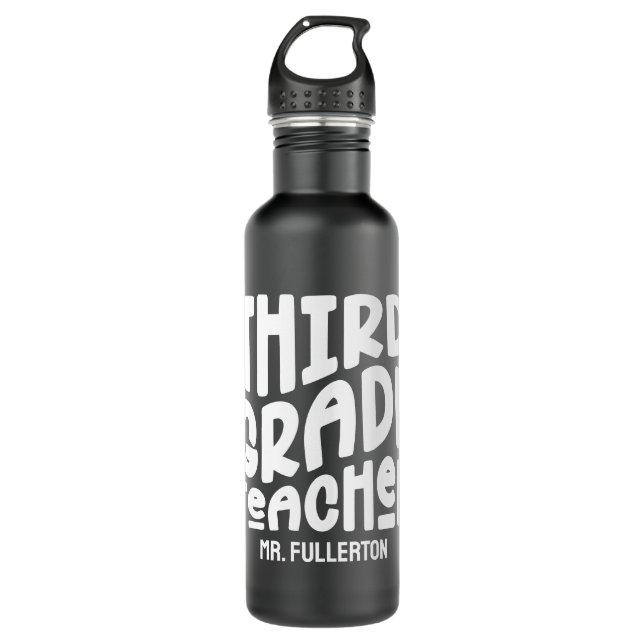 3rd Grade Teacher White Text Design 710 Ml Water Bottle (Front)