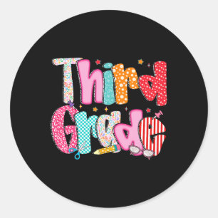3rd Grade Third Grade Kids Teacher Ck To School Classic Round Sticker