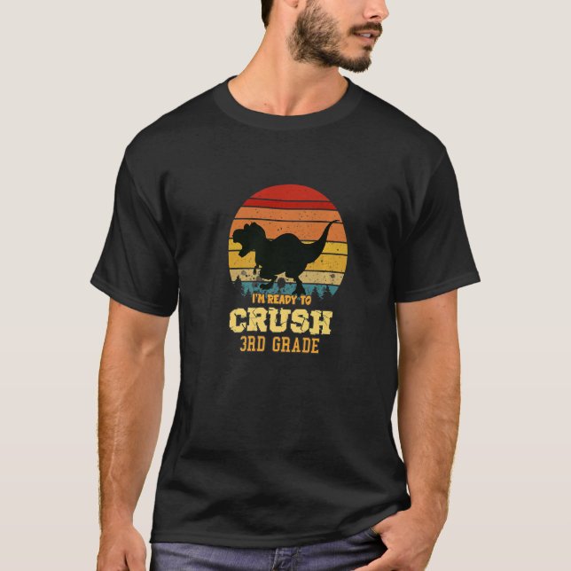 3rd Grade Third Grader Back To School Dinosaur Ret T-Shirt (Front)