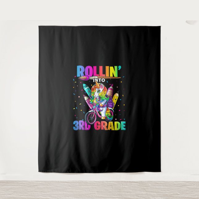 3rd Grade Unicorn Back to School First Day of Scho Tapestry (Front)
