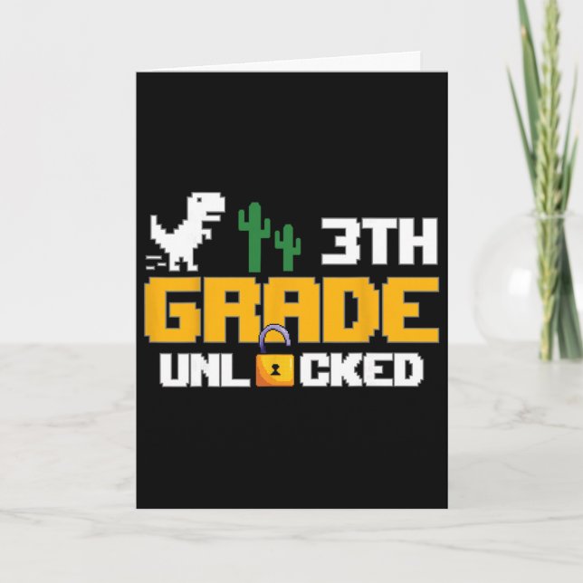 3rd Grade Unlocked Dinosaur Funny Video Game Ck To Card (Front)