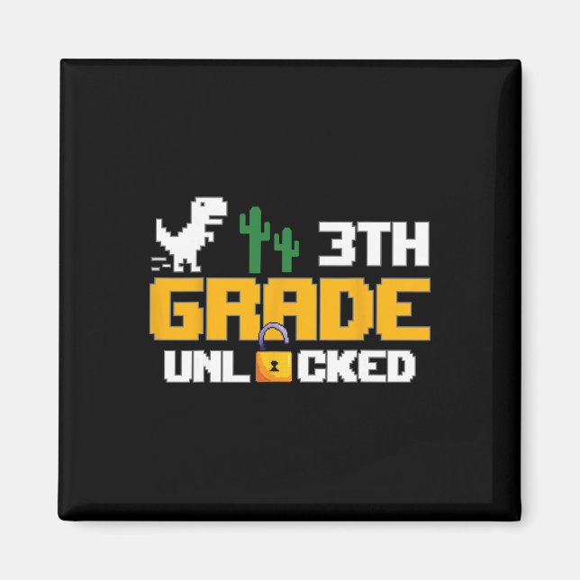 3rd Grade Unlocked Dinosaur Funny Video Game Ck To Magnet (Front)