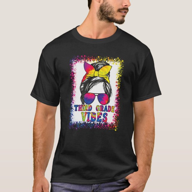 3rd Grade Vibes Messy Bun Back To School Kids Girl T-Shirt (Front)