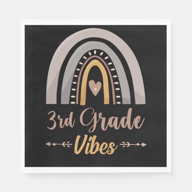 3rd Grade Vibes Rainbow Third Grade Back to School Napkin (Front)