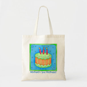 3rd Happy Birthday Cake Name Personalised Boy Gift Tote Bag