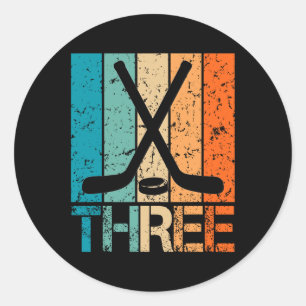 3rd Hockey Birthday 3 Year Old 3yr Boys Girl Birth Classic Round Sticker