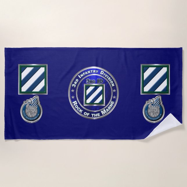 3rd Infantry Division  Beach Towel (Front)