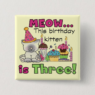 3rd Kitten Birthday T-shirts and Gifts 15 Cm Square Badge