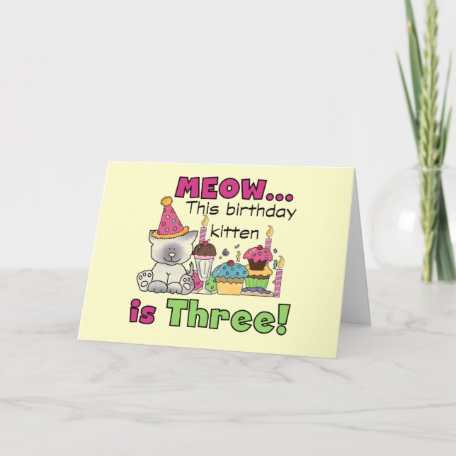 3rd Kitten Birthday T-shirts and Gifts Card (Front)