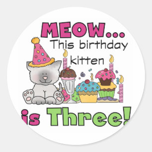 3rd Kitten Birthday T-shirts and Gifts Classic Round Sticker