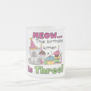 3rd Kitten Birthday T-shirts and Gifts Frosted Glass Coffee Mug