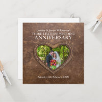 3rd leather wedding anniversary brown heart