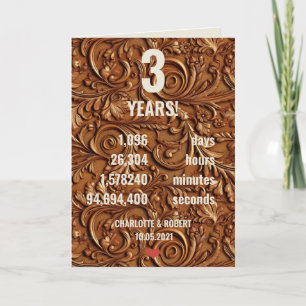 3rd leather wedding anniversary card