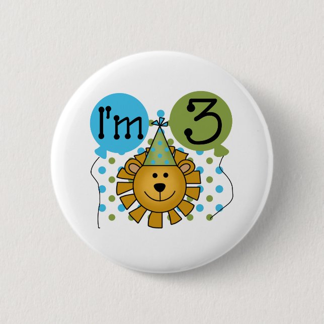 3rd Lion Birthday 6 Cm Round Badge (Front)