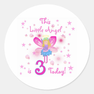 3rd Little Angel Birthday Classic Round Sticker