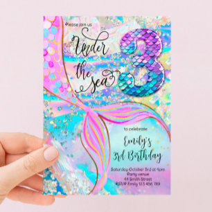 3rd Mermaid Birthday Under the Sea Invitation