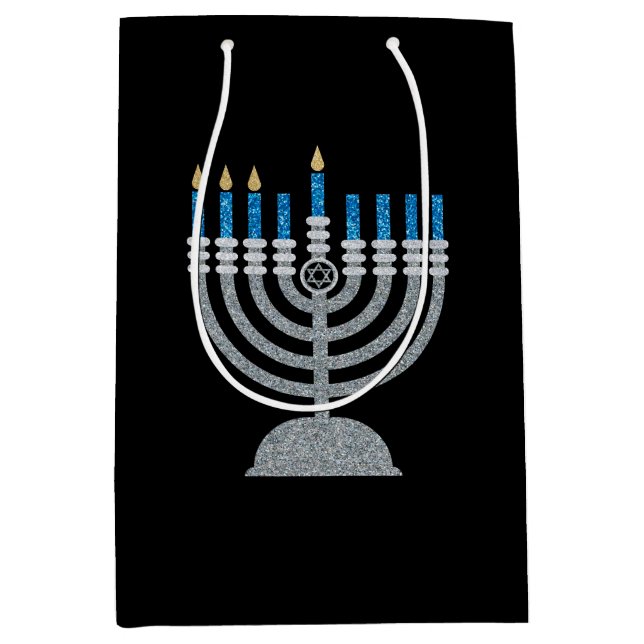 3rd Night of Hanukkah Glitter Medium Gift Bag (Front)