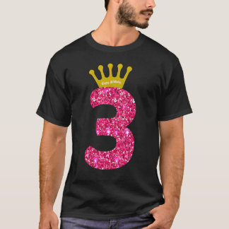 3rd Party Number 3 Year Old Girls 3rd Birthday T-Shirt