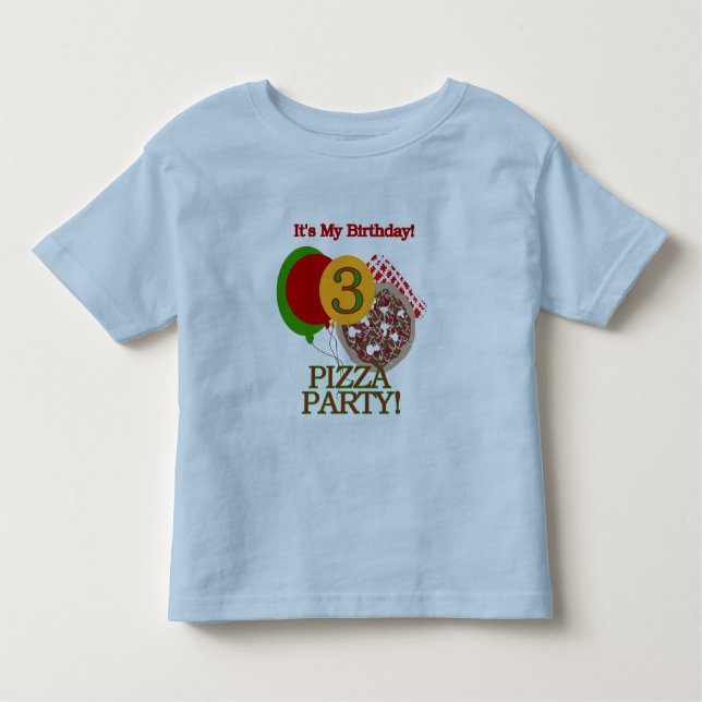 3rd Pizza Party Birthday Tshirts and Gifts (Front)