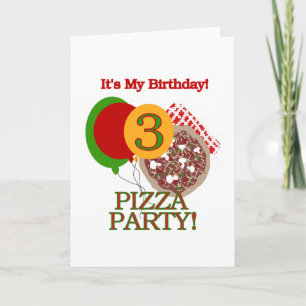 3rd Pizza Party Birthday Tshirts and Gifts Card