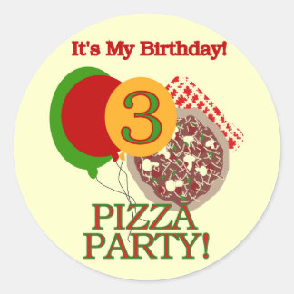 3rd Pizza Party Birthday Tshirts and Gifts Classic Round Sticker