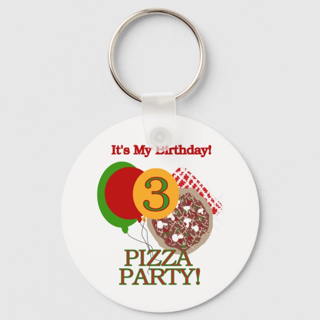 3rd Pizza Party Birthday Tshirts and Gifts Key Ring (Front)