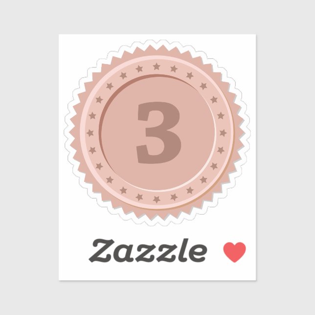 3rd Place Bronze Medal Custom-Cut Vinyl Sticker (Sheet)