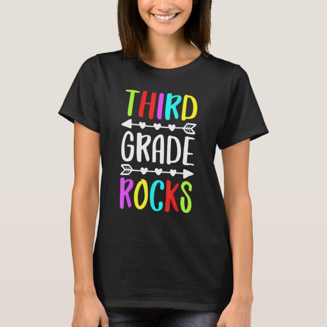 3rd Teacher Team  Third Grade Rocks Back To School T-Shirt (Front)