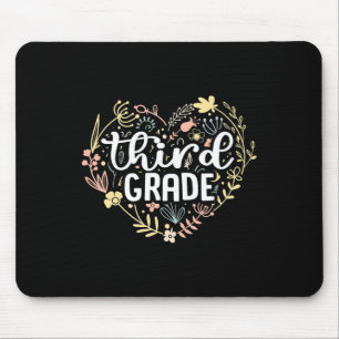 3rd Third Grade Floral Heart Back To School Teache Mouse Pad