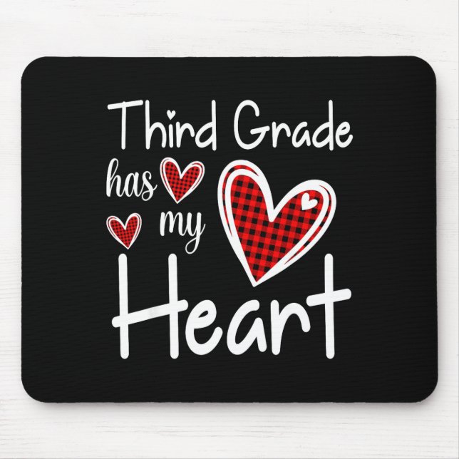 3rd Third Grade Has My Heart Buffalo Print Teacher Mouse Pad (Front)