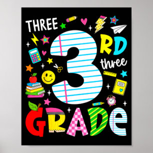 3rd third grade retro colourful back to school poster