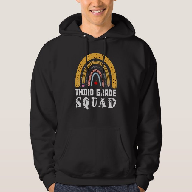 3rd Third Grade Squad Rainbow Leopard School Teach Hoodie (Front)
