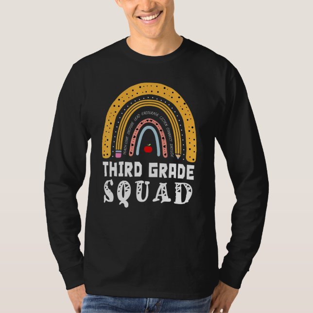 3rd Third Grade Squad Rainbow Leopard School Teach T-Shirt (Front)