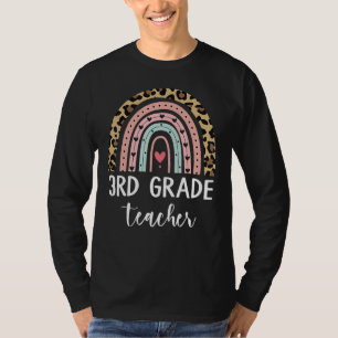 3rd Third Grade Teacher Rainbow Leopard Back To Sc T-Shirt
