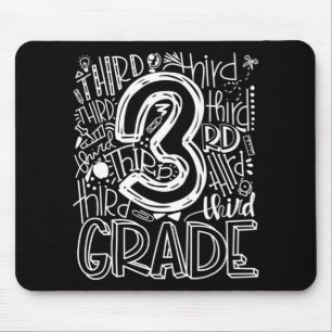 3rd Third Grade Typography Team Kids Teacher Back Mouse Pad
