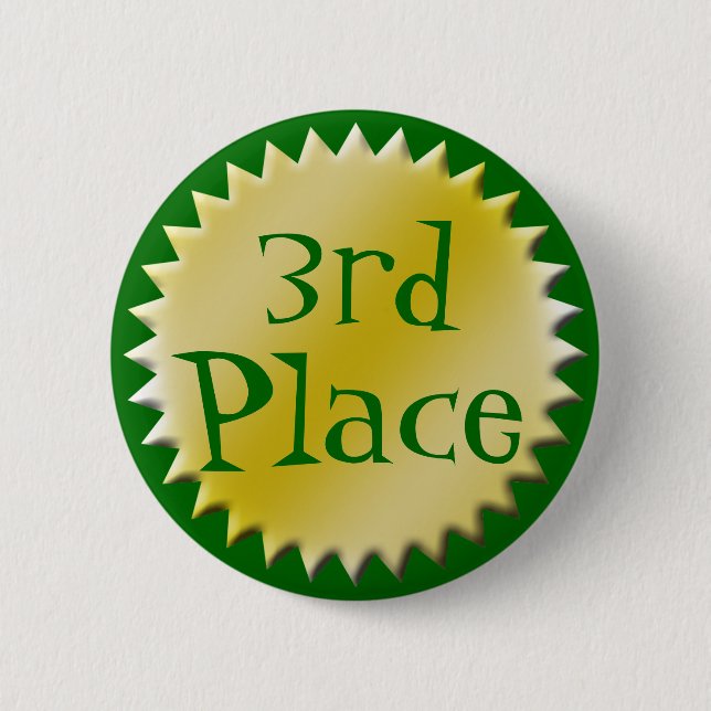 3rd Third Place Award Button, Customisable 6 Cm Round Badge (Front)