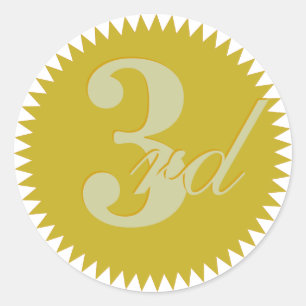 3rd Third Prize Golden Seal Stickers