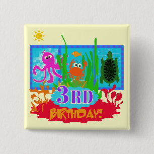 3rd Undersea Adventure Birthday Tshirts 15 Cm Square Badge