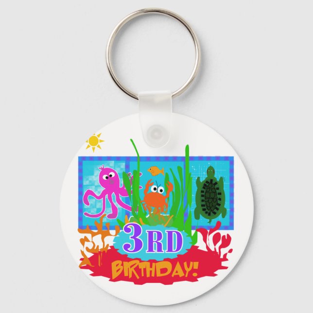 3rd Undersea Adventure Birthday Tshirts Key Ring (Front)