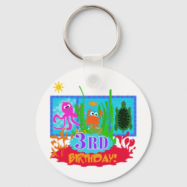 3rd Undersea Adventure Birthday Tshirts Key Ring (Front)
