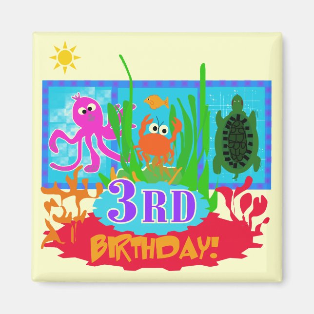 3rd Undersea Adventure Birthday Tshirts Magnet (Front)
