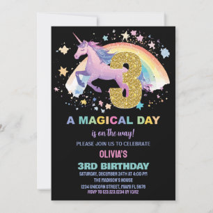 3rd Unicorn Birthday Invitations