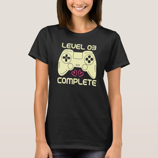 3rd Wedding Anniversary 3 Year Him Her Level 3 Com T-Shirt (Front)
