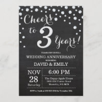 3rd Wedding Anniversary Chalkboard Black Silver